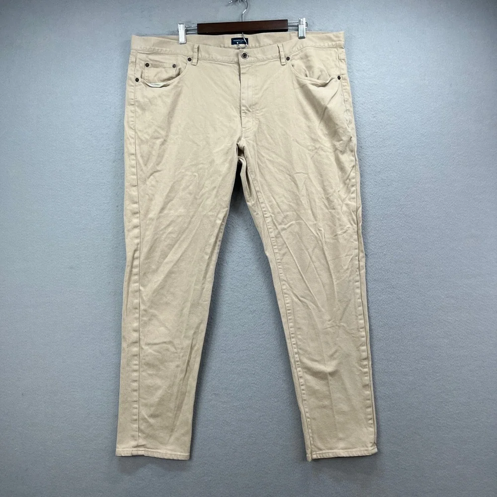 Proper Cloth Pants Mens 44x32 Novara Tan Khaki Slub Stretch Office Twill Modern